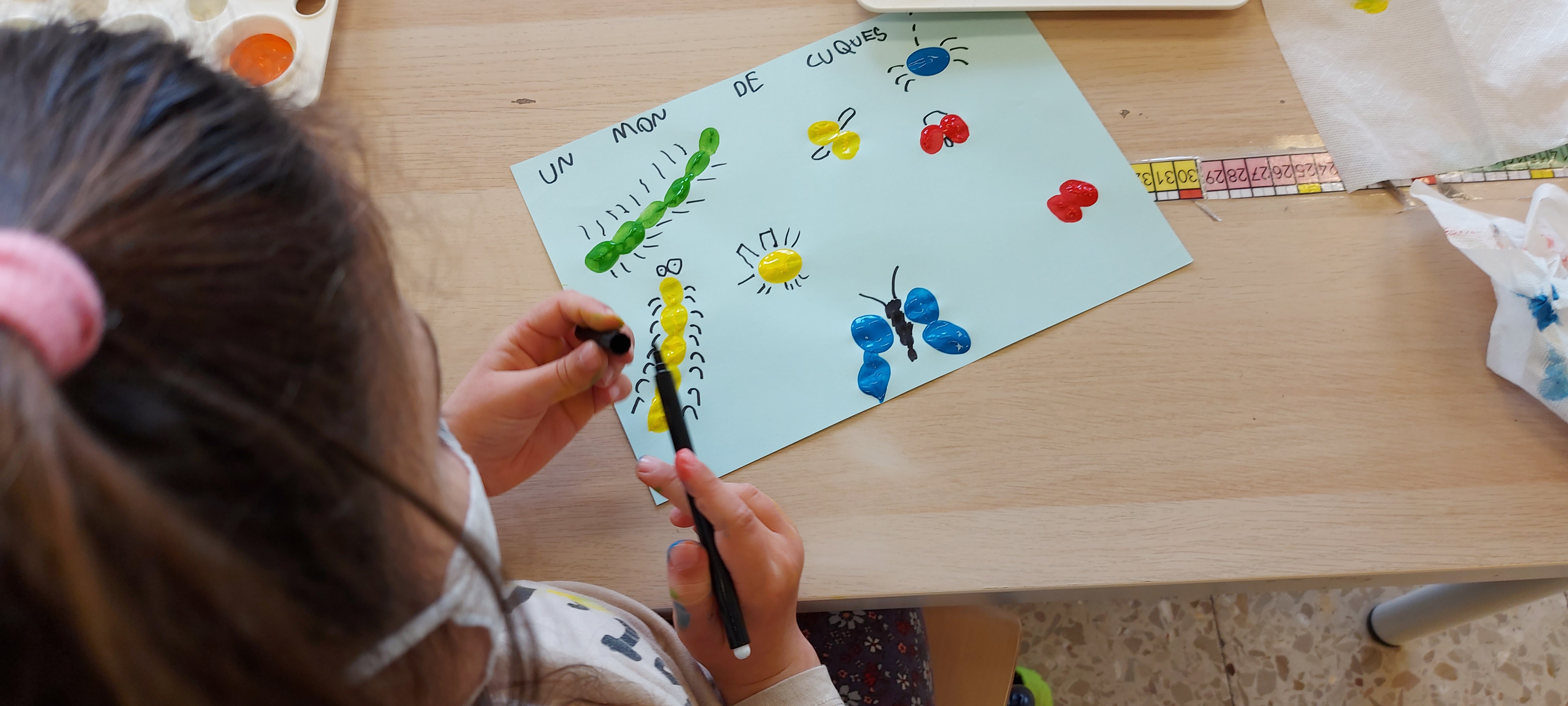 Enero 2021, «Un món de cuques»

Iniciamos nuestro nuevo proyecto de ciencias sobre el maravilloso mundo animal e invitamos a los niños y niñas a crear con la yema de sus dedos pequeños insectos de colores dibujando sus partes del cuerpo con trazos de rotulador. Bonitas composiciones.